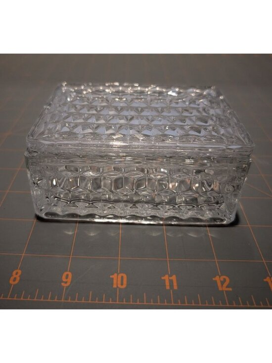 glass cigarette box Fostoria American Clear Glass Handkerchief Cigarette Box Geometric